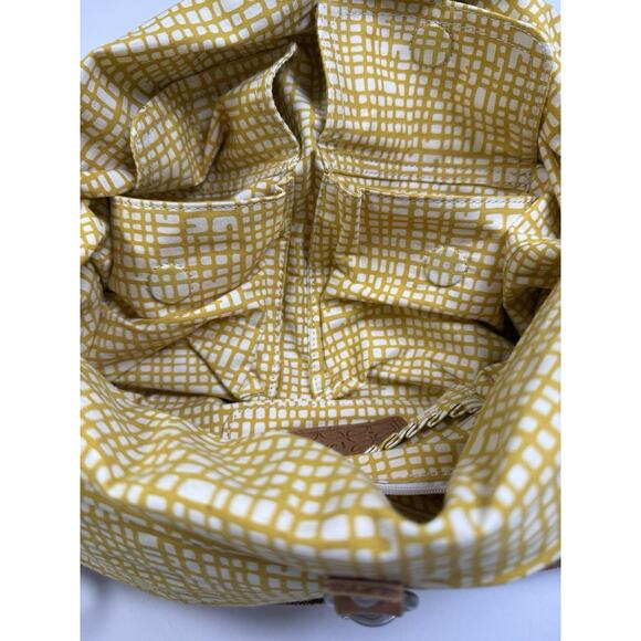 Fossil Large Hobo Crossbody Bag Key Bird Charm Leather Trim Floral Purse Boho - Picture 7 of 11